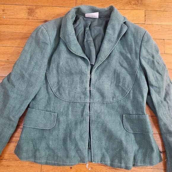 Akris Punto Linen Blazer Jacket Womens Size 6 Green - Picture 2 of 16